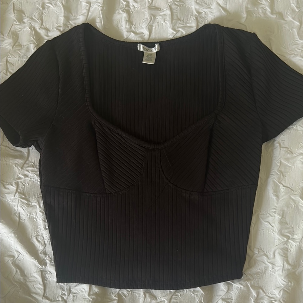 Black Ribbed Women's Top